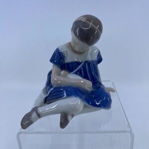 vintage b & g "girl with doll" porcelain figurine copenhagen denmark